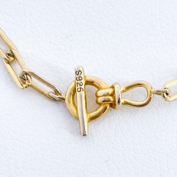 Vintage Gold-Tone Sterling Silver Paperclip Chain Necklace | Adjustable 16”-18" - Picture 4 of 6